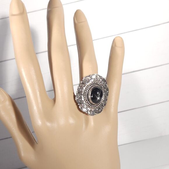 Black Star Diopside Statement Ring Size 8 - Picture 11 of 13